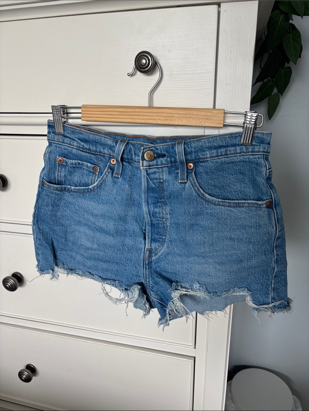 Levi's Light Blue Distressed Denim Cutoff Shorts